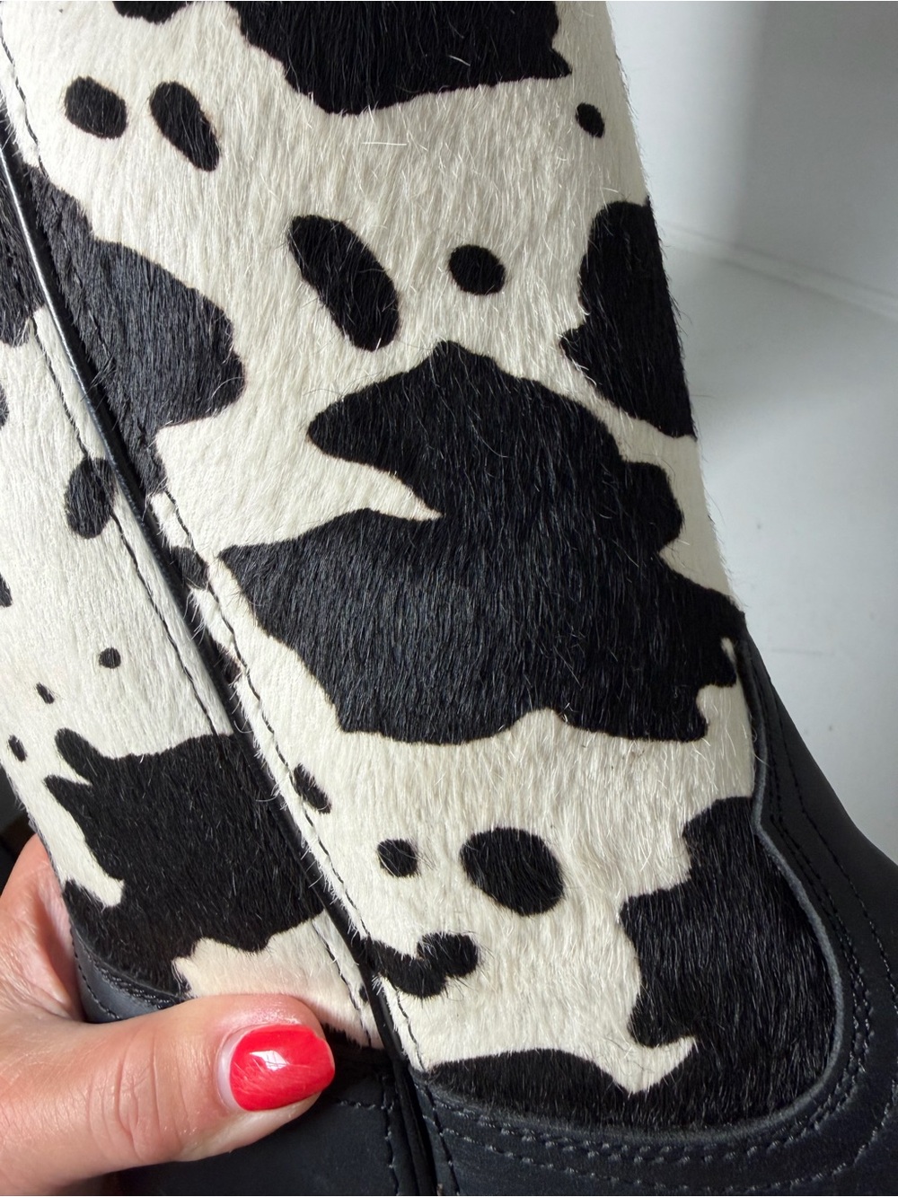 **SOLD**Montana West Cow Print Cowboy Boots Women's 8.5 Black Leather Western - Picture 10 of 11